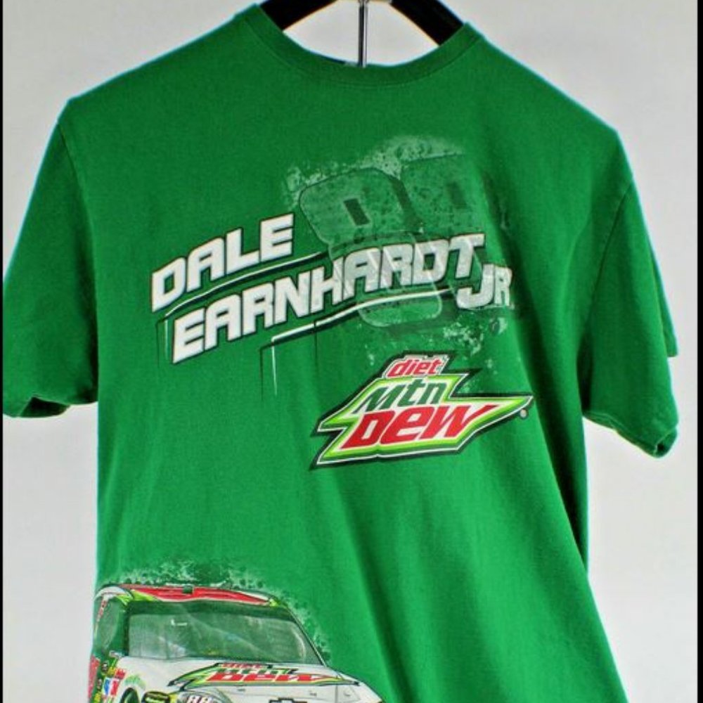 Dale Earnhardt Jr #88 NASCAR Diet Mountain Dew T-Shirt Green Mens XL
